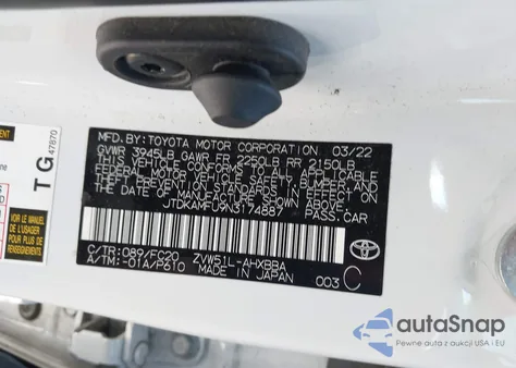 2022 Toyota Prius L из США, поврежденный, VIN JTDKAMFU9N3174887